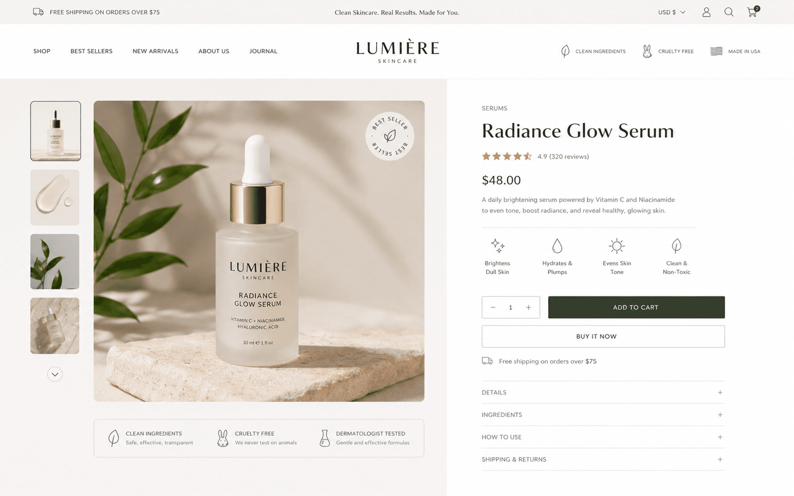 A Shopify store built for a paying client