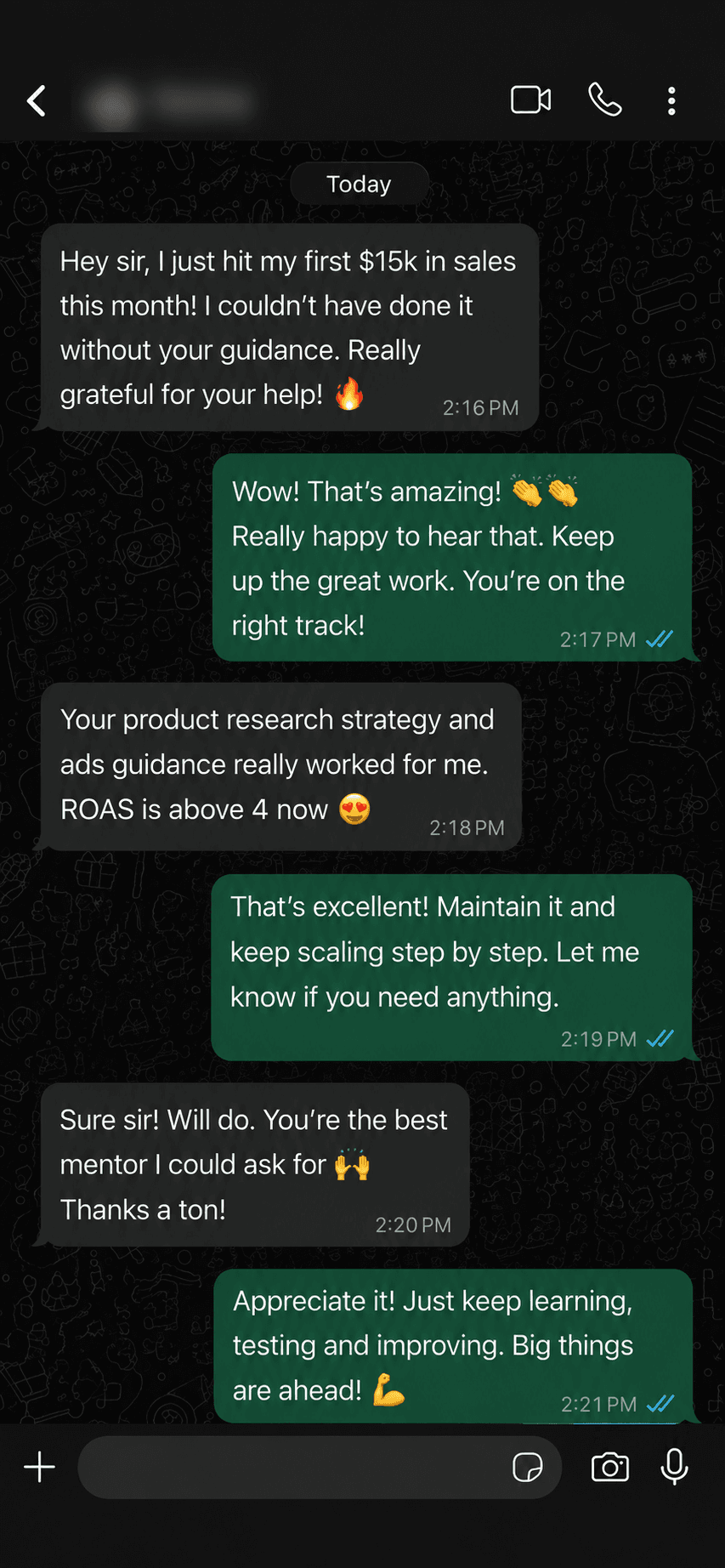 WhatsApp conversation screenshot 4, phone number cropped