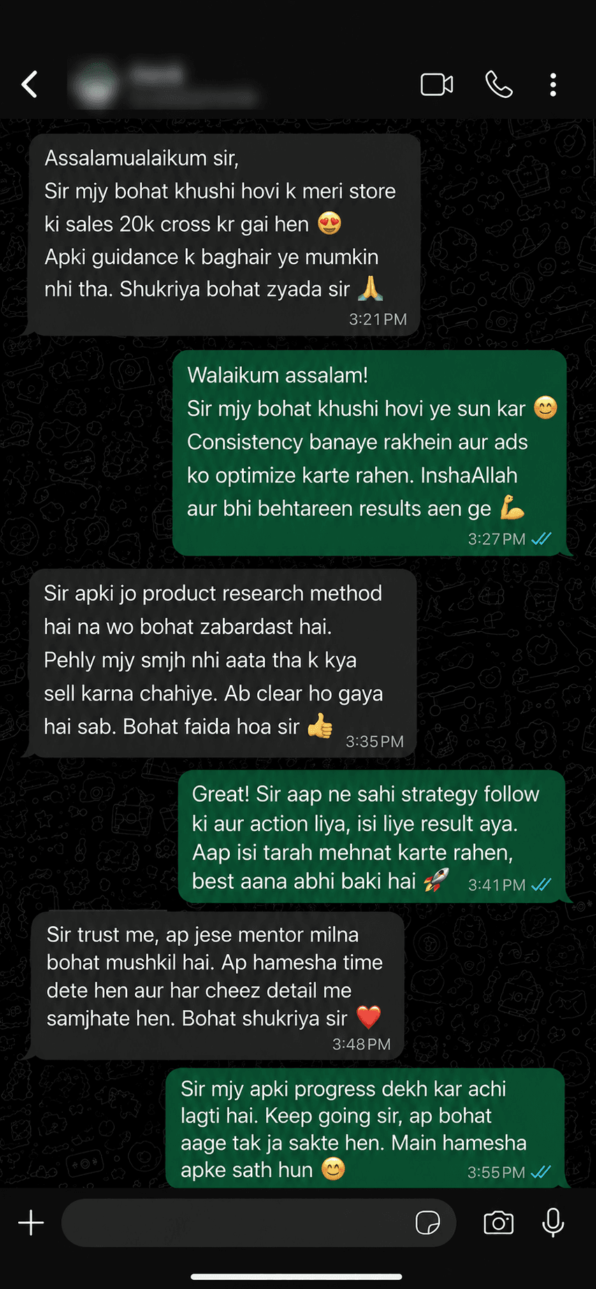 WhatsApp conversation screenshot 6, phone number cropped
